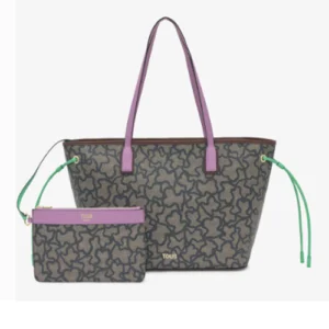 capazo grande kaos icon negro beige | bolsos Tous Oficial